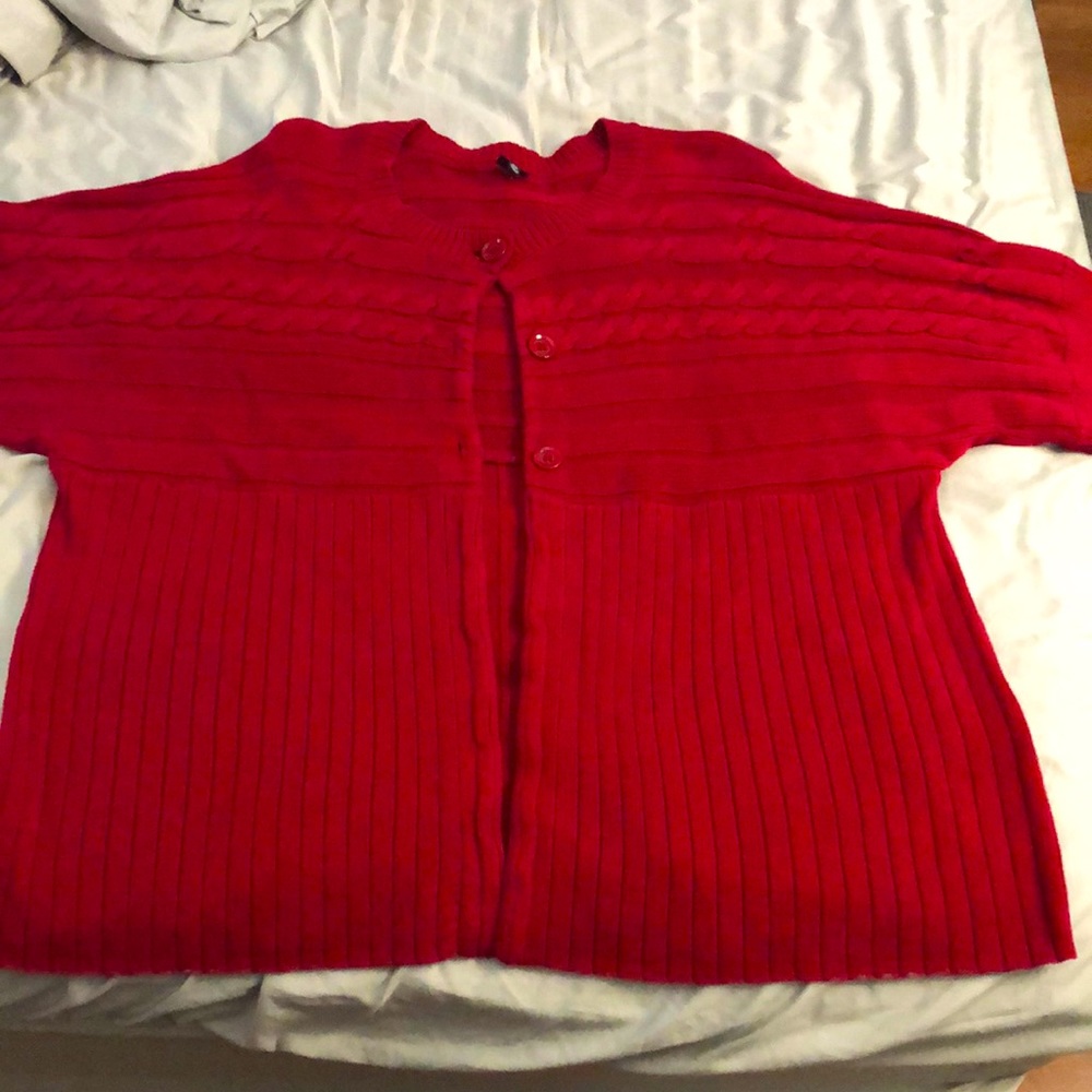 Red plus size Cardigan